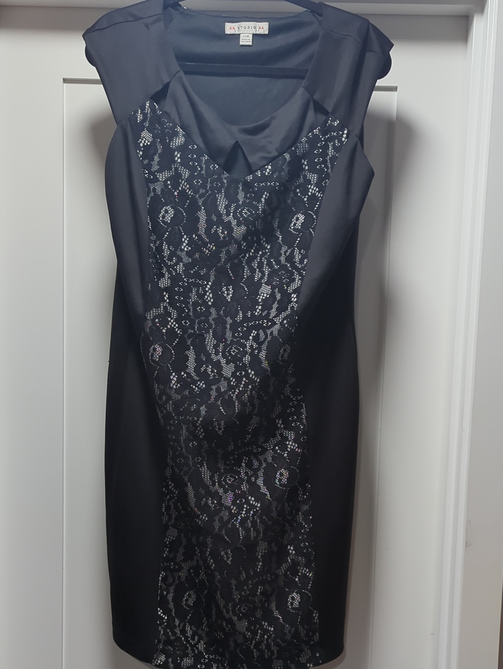 Aa Studio Black Lace-Panel Midi Dress
